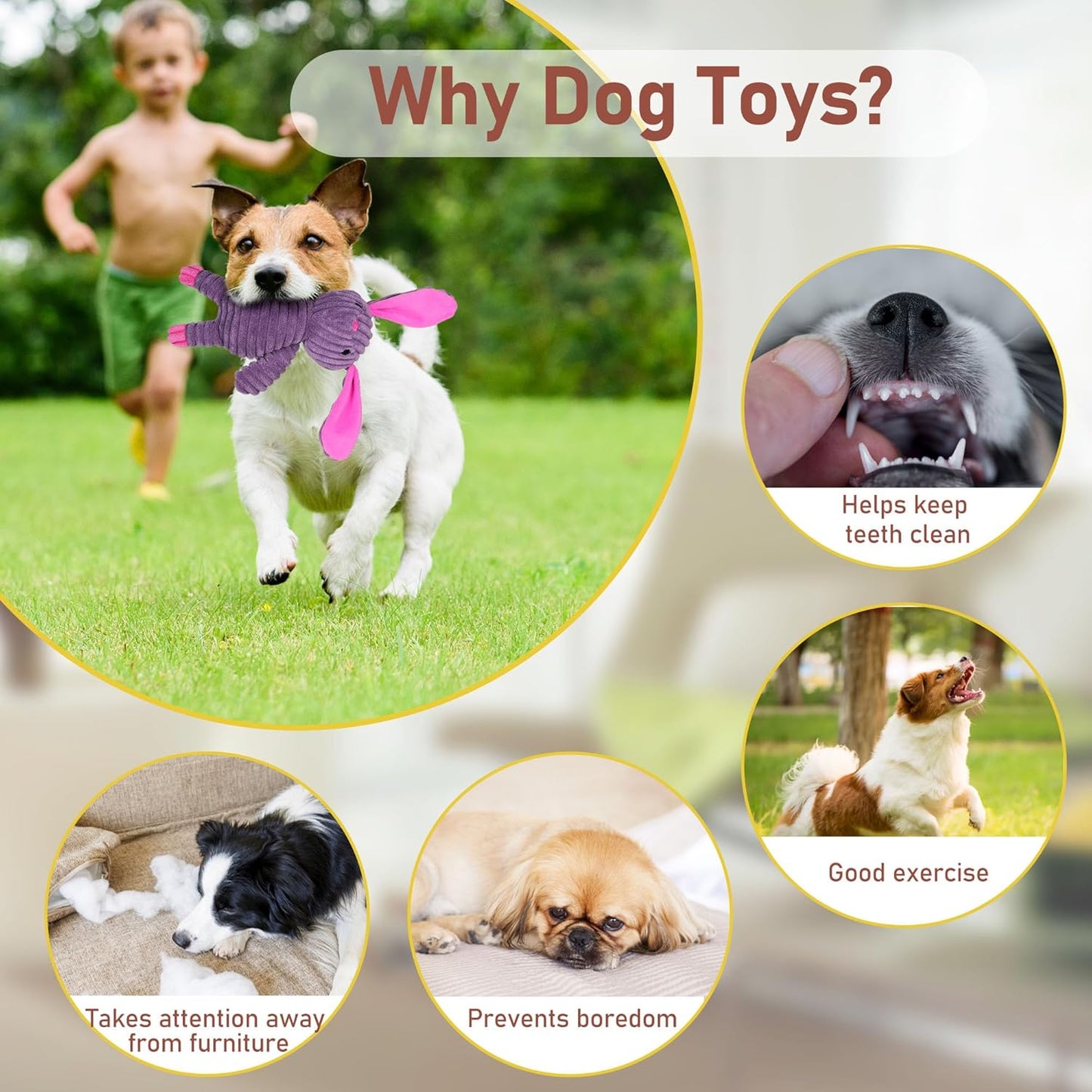 5-Pack Farm Animal Plush Squeaky Toys