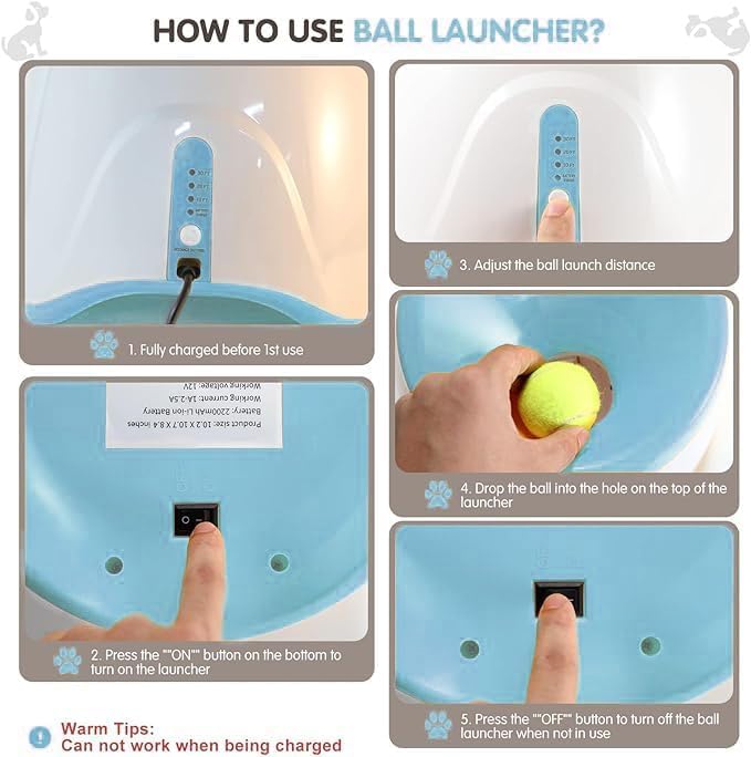 Automatic Dog Ball Launcher with 10-30Ft 3 Launching Distance (2 Inch) -Blue