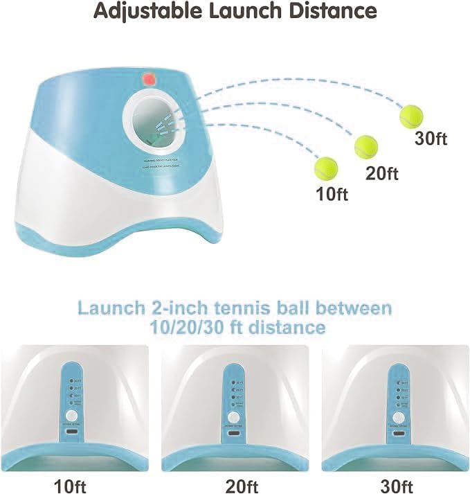 Automatic Dog Ball Launcher with 10-30Ft 3 Launching Distance (2 Inch) -Blue