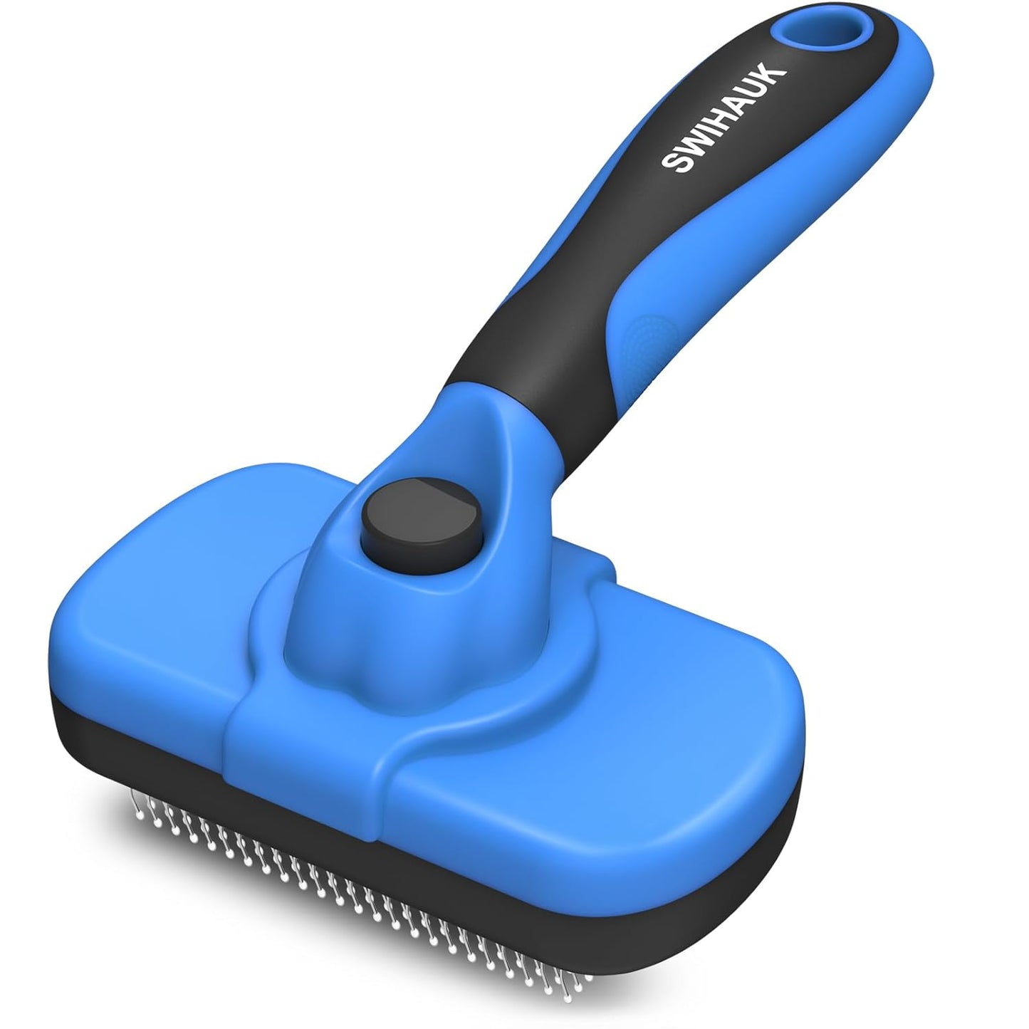 Self Cleaning Slicker Brush for Shedding & Haired Pets (Blue)
