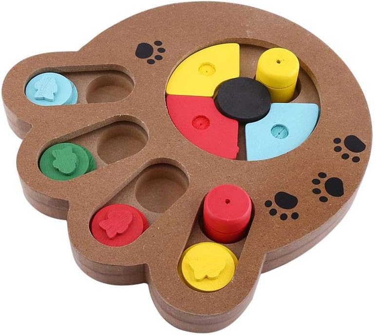 Wooden Dog Puzzle Toy Feeder (Paw Print Type)