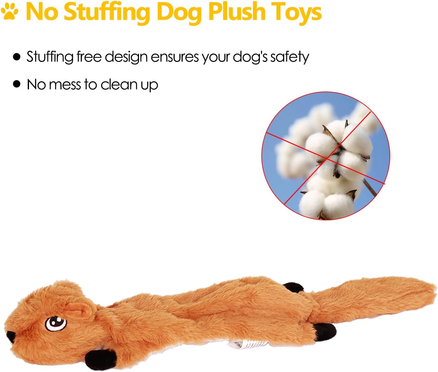 Dog Squeak Toys 5 Pack, No Stuffing Plush Dogs Chew Toys