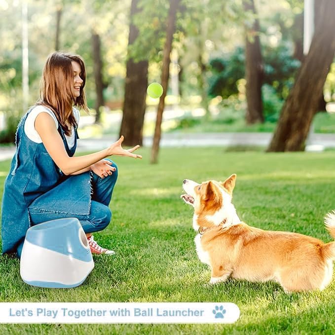 Automatic Dog Ball Launcher with 10-30Ft 3 Launching Distance (2 Inch) -Blue