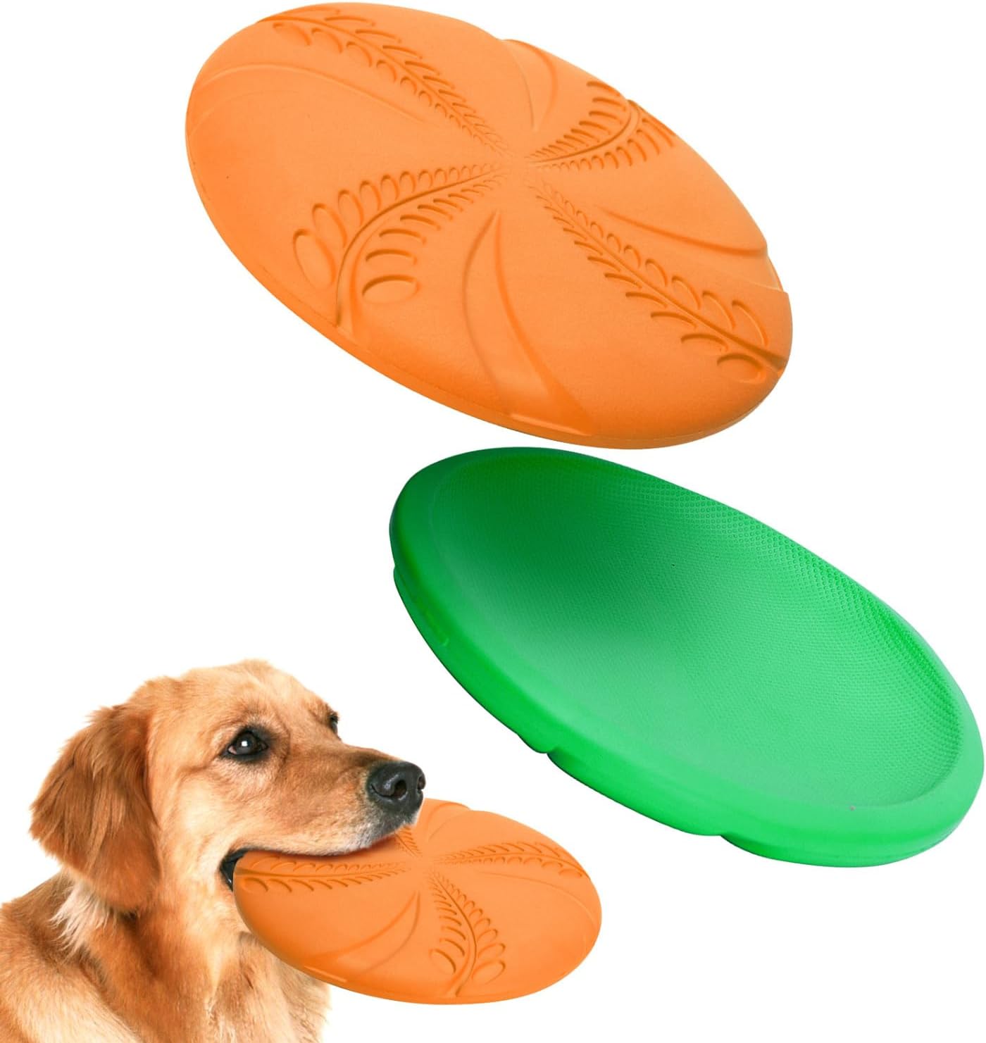 2 Pack Dog Flying Disc (Orange & Green)