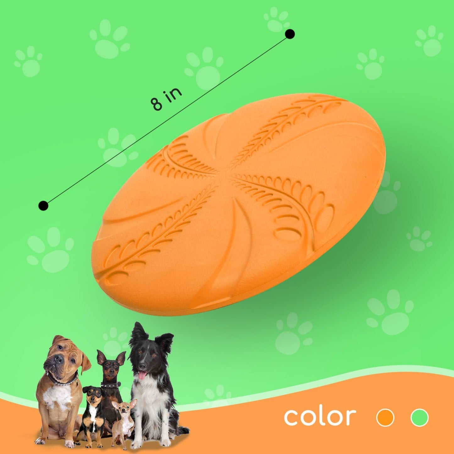 2 Pack Dog Flying Disc (Orange & Green)