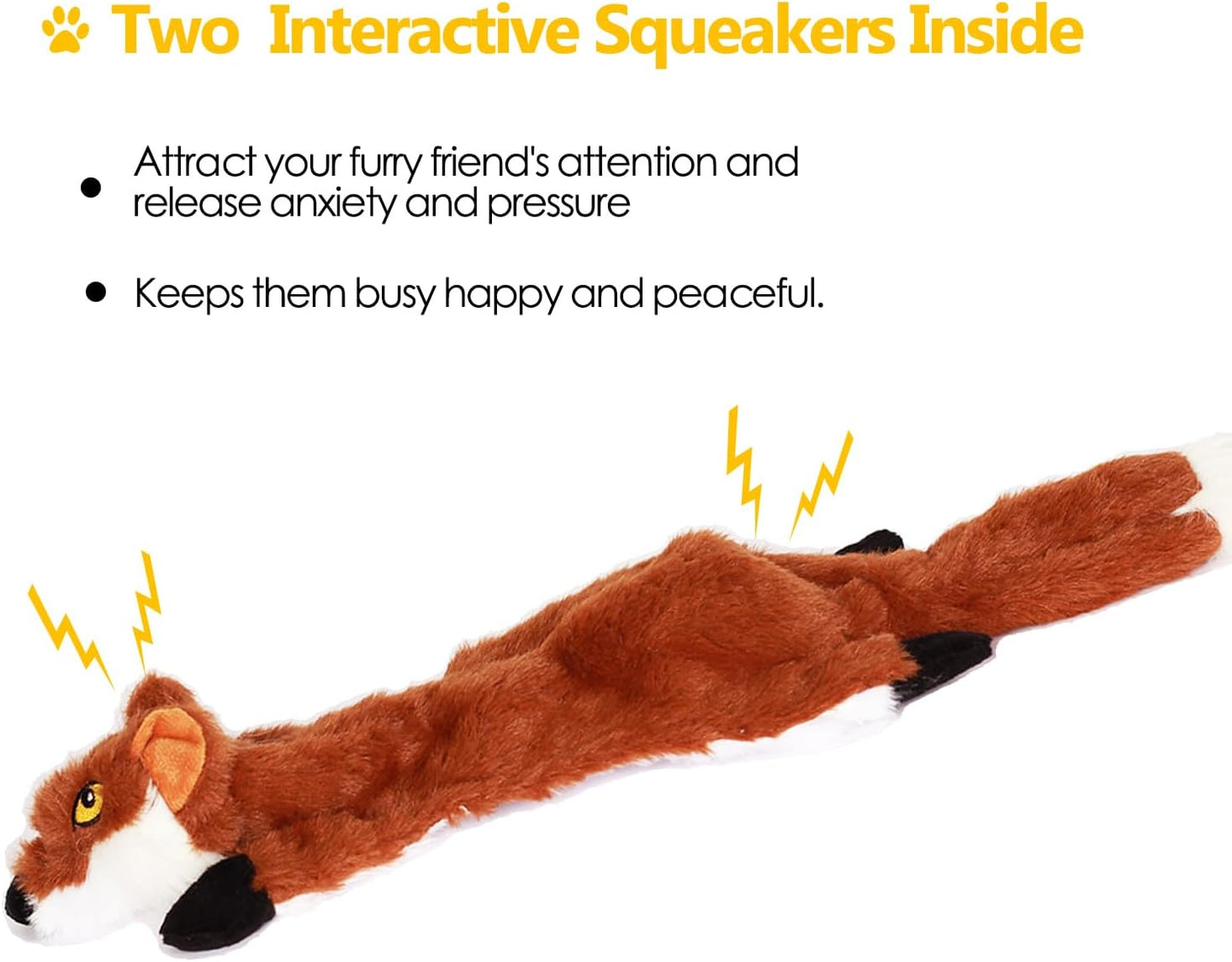Dog Squeak Toys 5 Pack, No Stuffing Plush Dogs Chew Toys