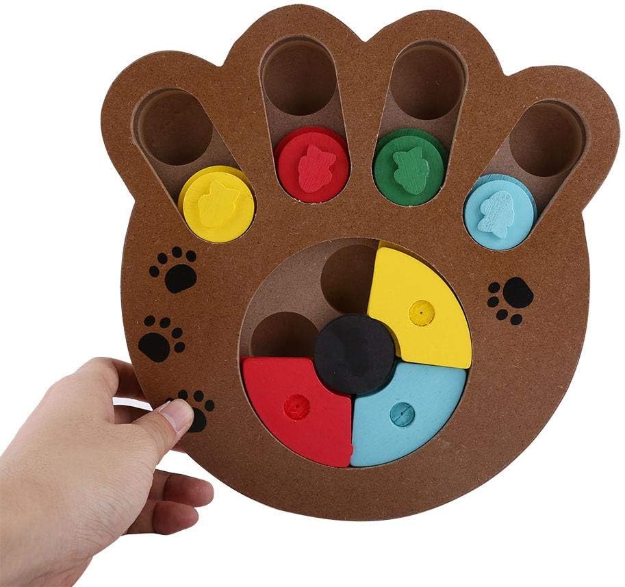 Wooden Dog Puzzle Toy Feeder (Paw Print Type)