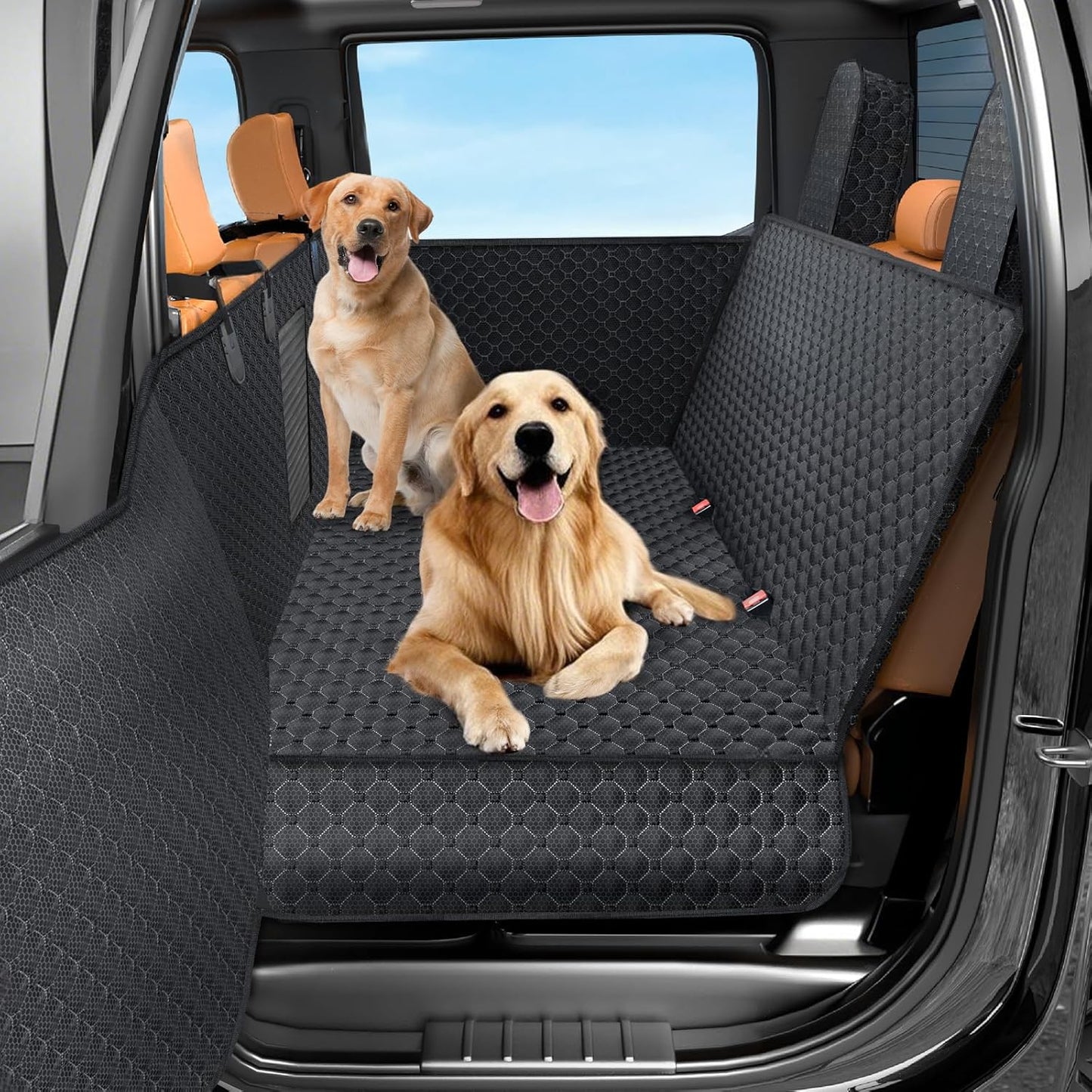 Truck Back Seat Extender for Dogs, Upgraded Waterproof Pet Seat Cover with Door Protection, Hard Bottom, Holds 400 Lbs, Dog Hammock for F150/Silverado 1500/Sierra 1500/RAM 1500/Tundra/Titan