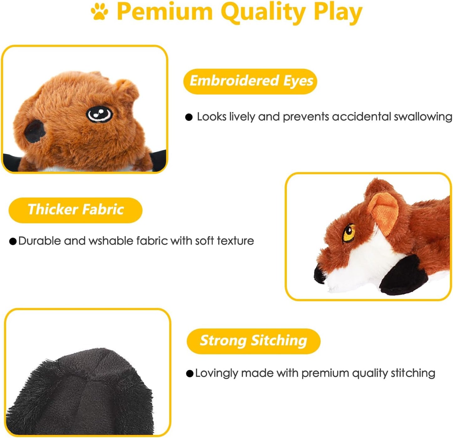 Dog Squeak Toys 5 Pack, No Stuffing Plush Dogs Chew Toys