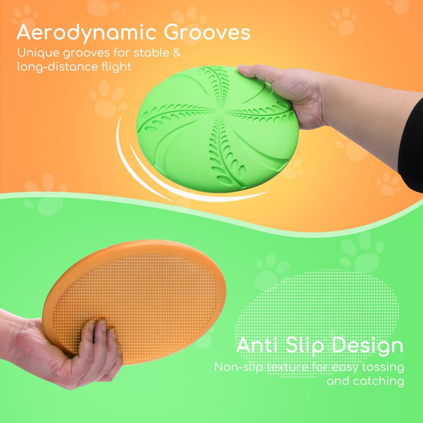 2 Pack Dog Flying Disc (Orange & Green)