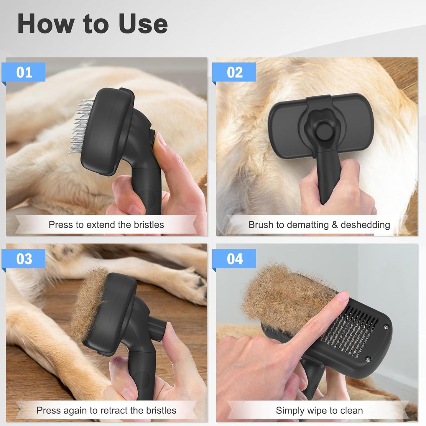 Self Cleaning Shedding Brush (Black)