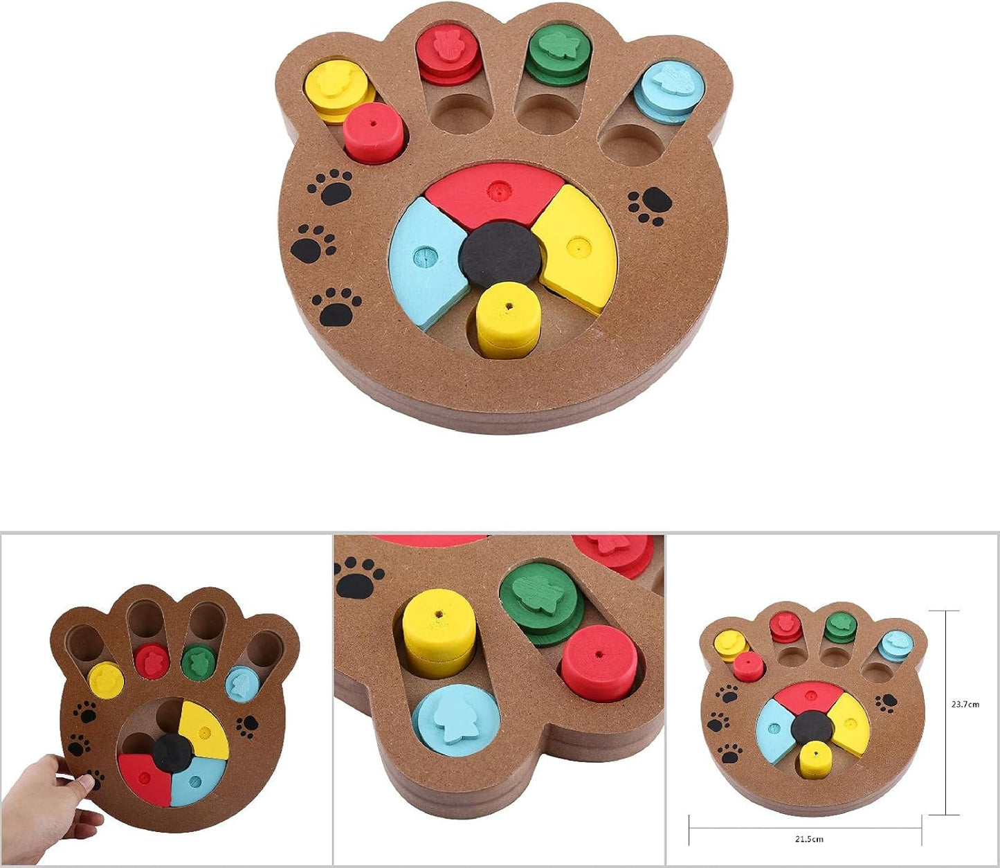 Wooden Dog Puzzle Toy Feeder (Paw Print Type)