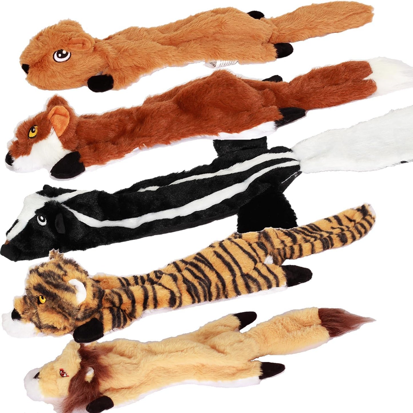Dog Squeak Toys 5 Pack, No Stuffing Plush Dogs Chew Toys