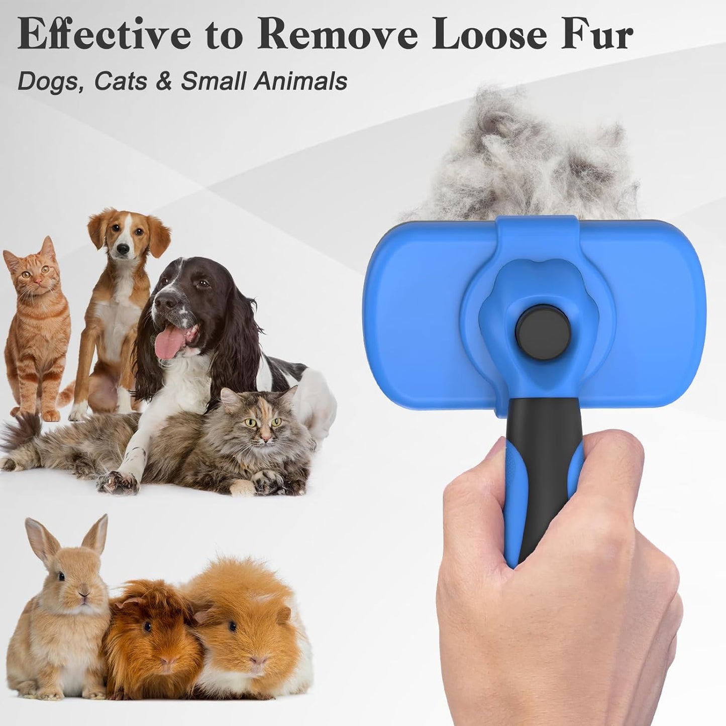 Self Cleaning Slicker Brush for Shedding & Haired Pets (Blue)