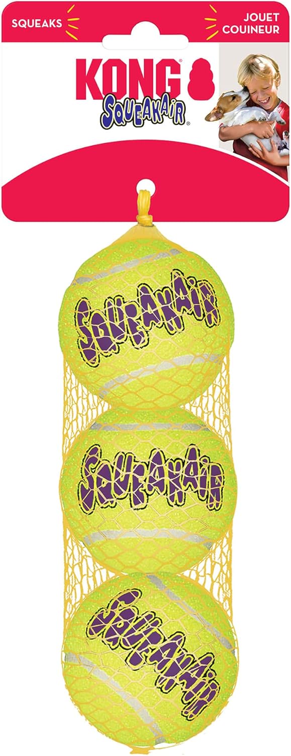 Air Dog Squeakair Dog Toy Tennis Balls, Medium, (Pack of 3)