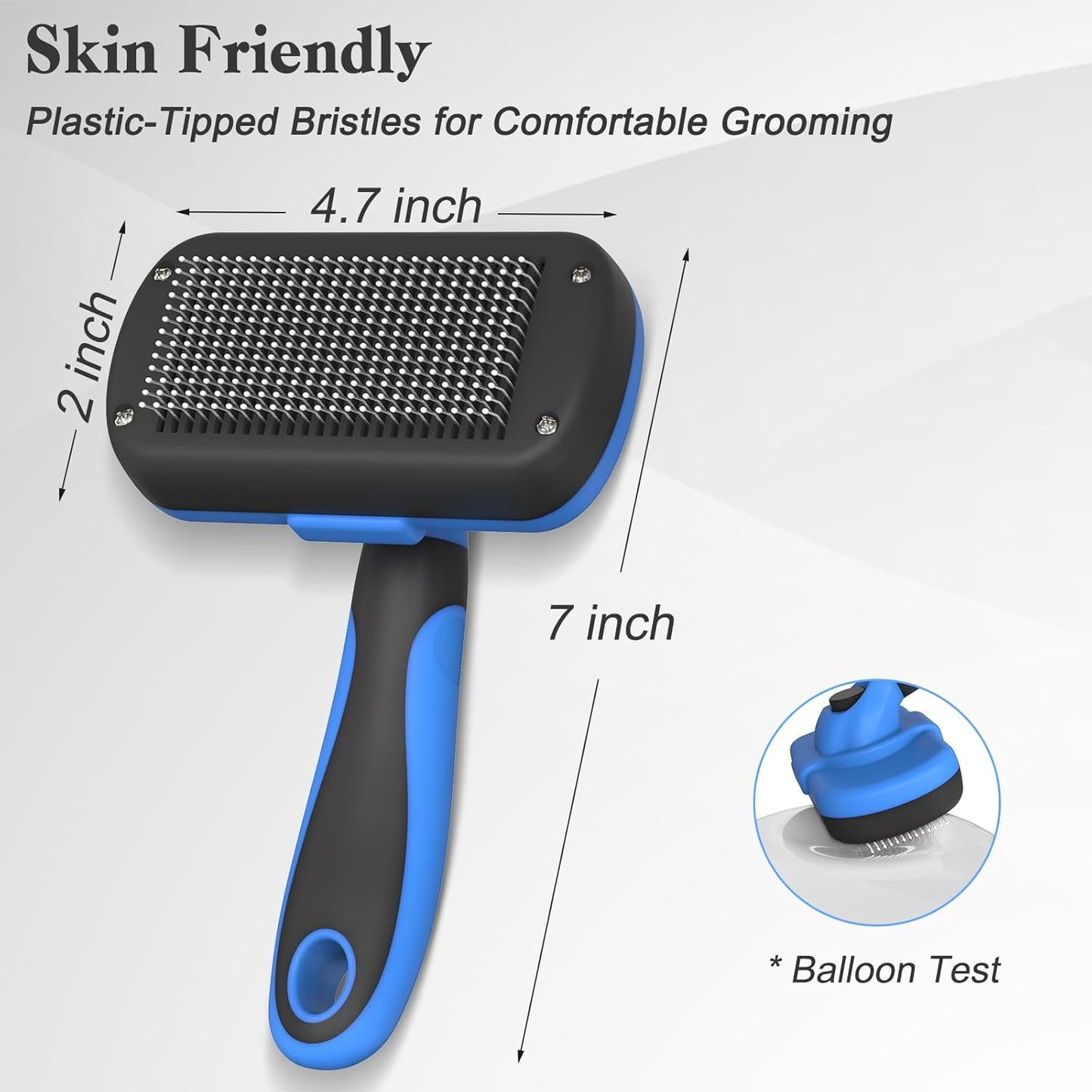 Self Cleaning Slicker Brush for Shedding & Haired Pets (Blue)