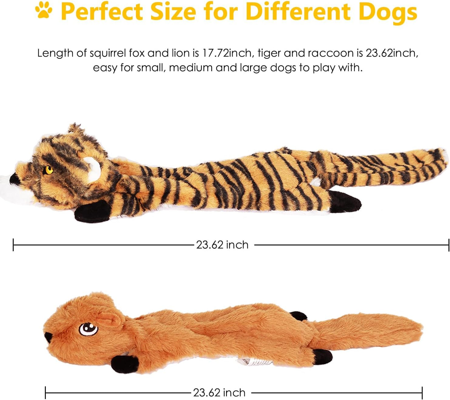 Dog Squeak Toys 5 Pack, No Stuffing Plush Dogs Chew Toys