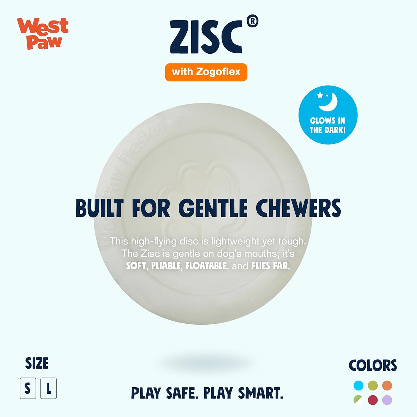 Zisc Dog Flying Disc Large 8.5", Glow