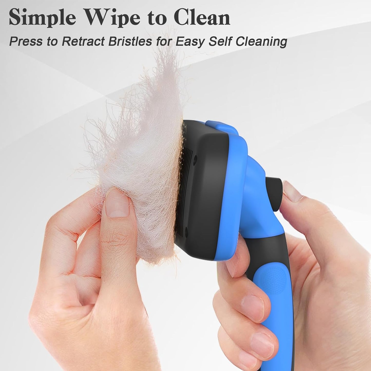 Self Cleaning Slicker Brush for Shedding & Haired Pets (Blue)