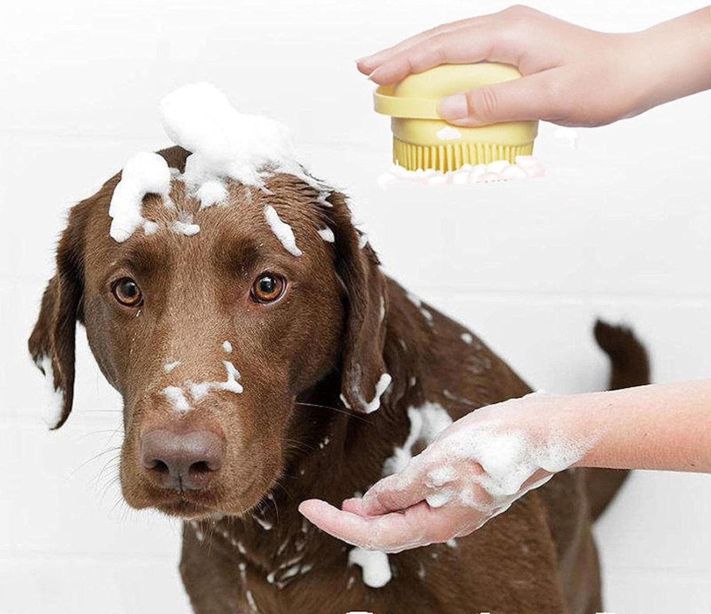 Bathroom Puppy Big Dog Cat Bath Massage Gloves Brush Soft Safety Silicone Pet Accessories for Dogs Cats Tools Mascotas Products Heart-Shaped Blue