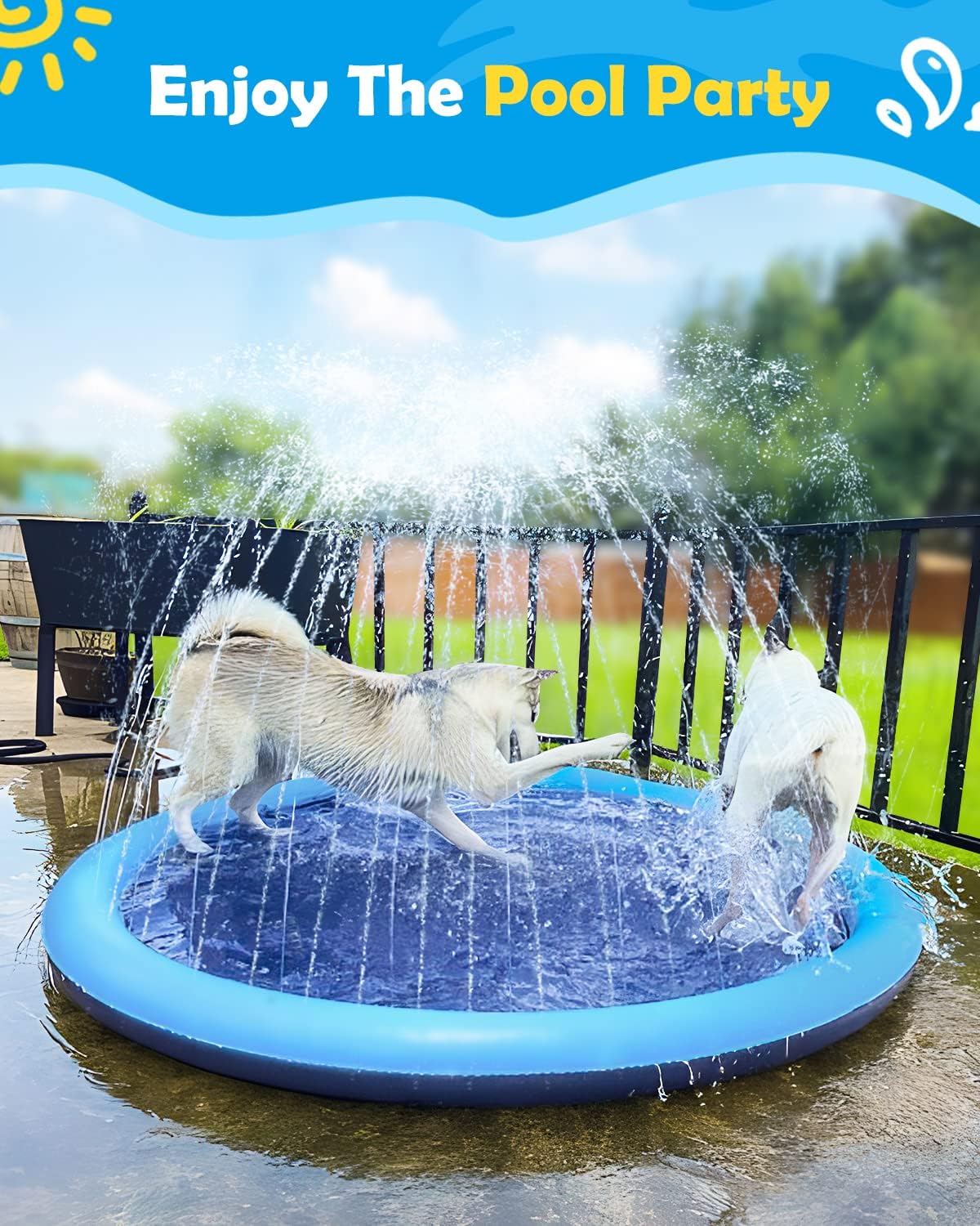 Anti-Slip Dog Pool for Large Dogs, 0.58 Mm Thickened Durable Outdoor Water Play Mat (67In, Blue)