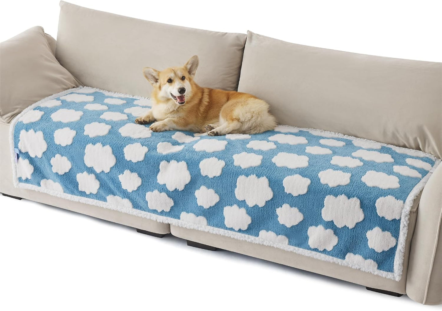 Waterproof Dog Blanket for Medium Dogs, 3D Textured Cloud (Blue)