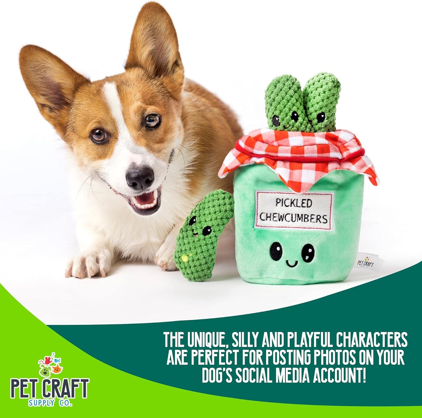 Plush Crinkle Squeaky Toy (Pickles)