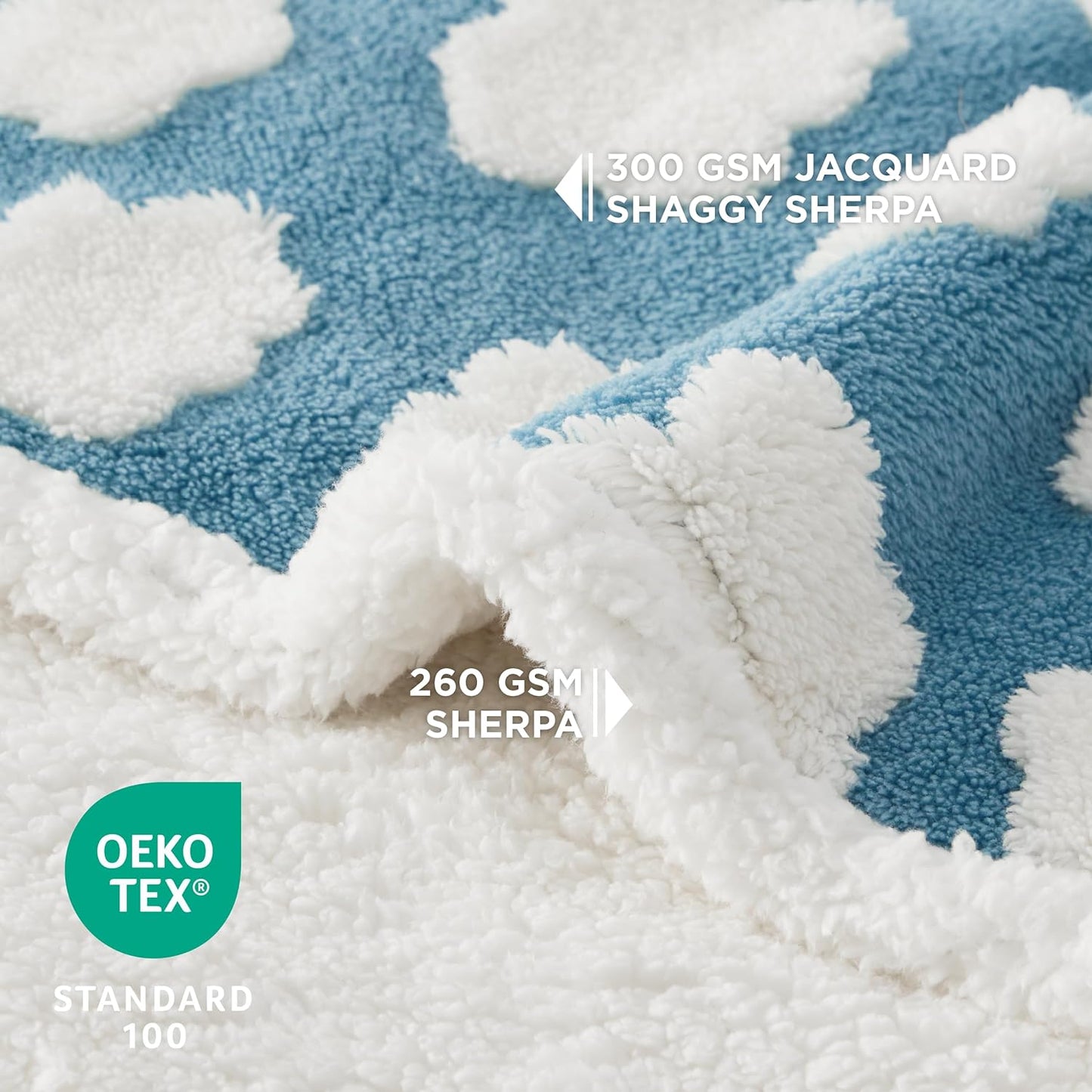 Waterproof Dog Blanket for Medium Dogs, 3D Textured Cloud (Blue)