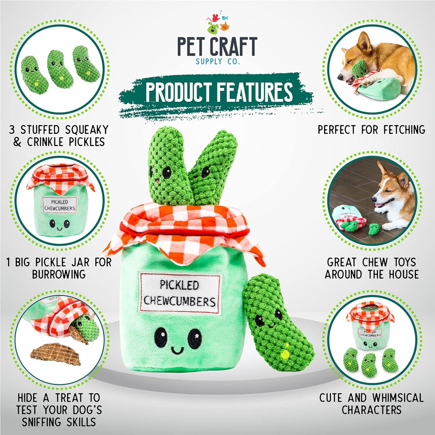 Plush Crinkle Squeaky Toy (Pickles)
