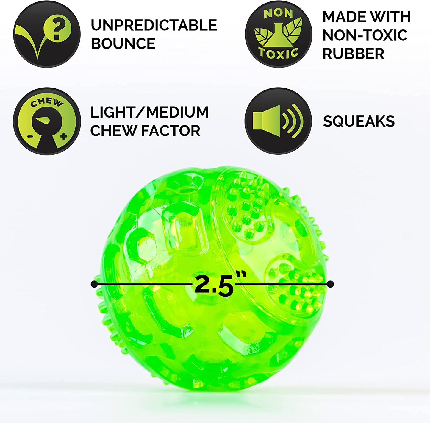 Durasqueak Dog Ball Toy Green 2.5 Inch