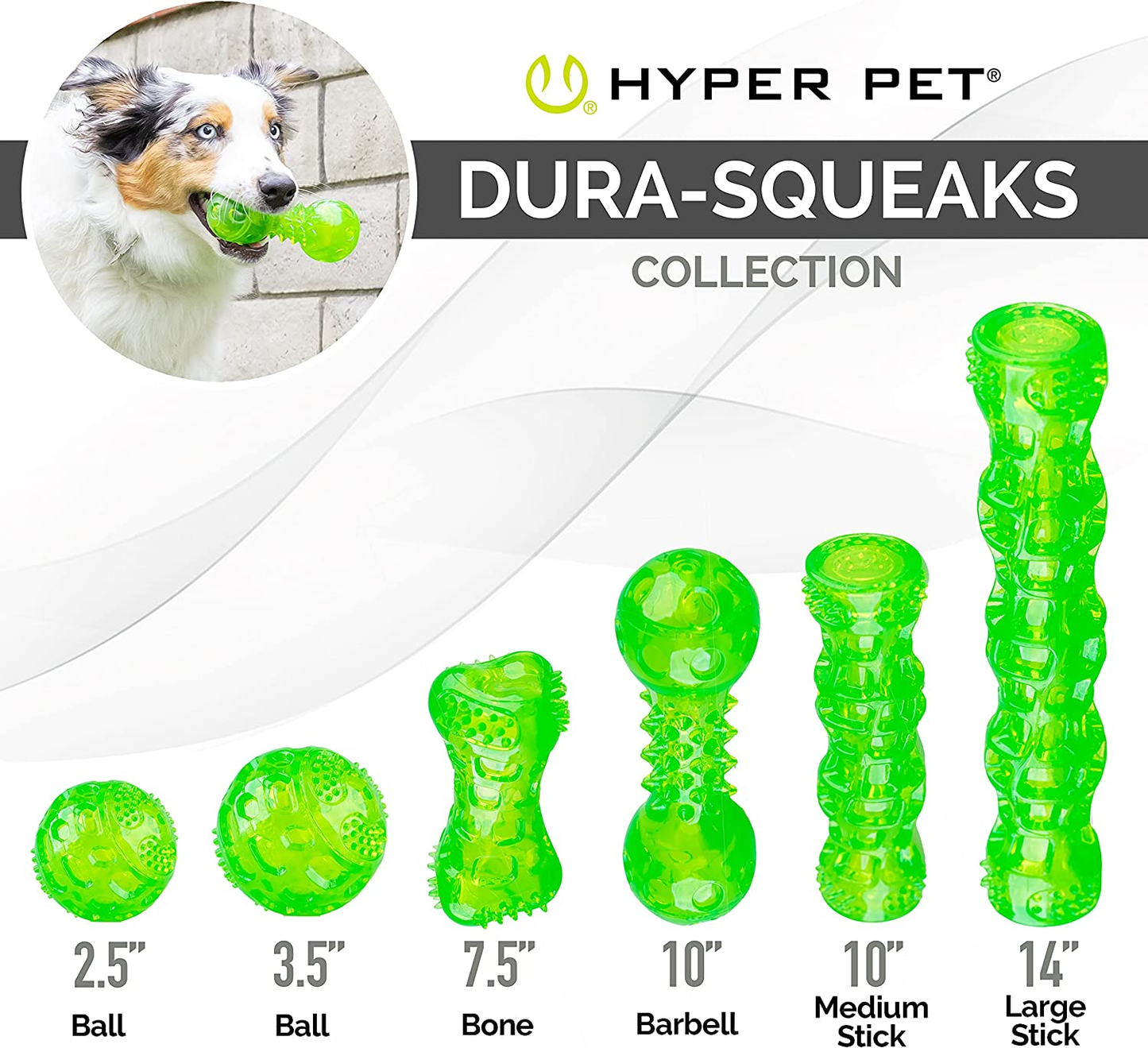 Durasqueak Dog Ball Toy Green 2.5 Inch
