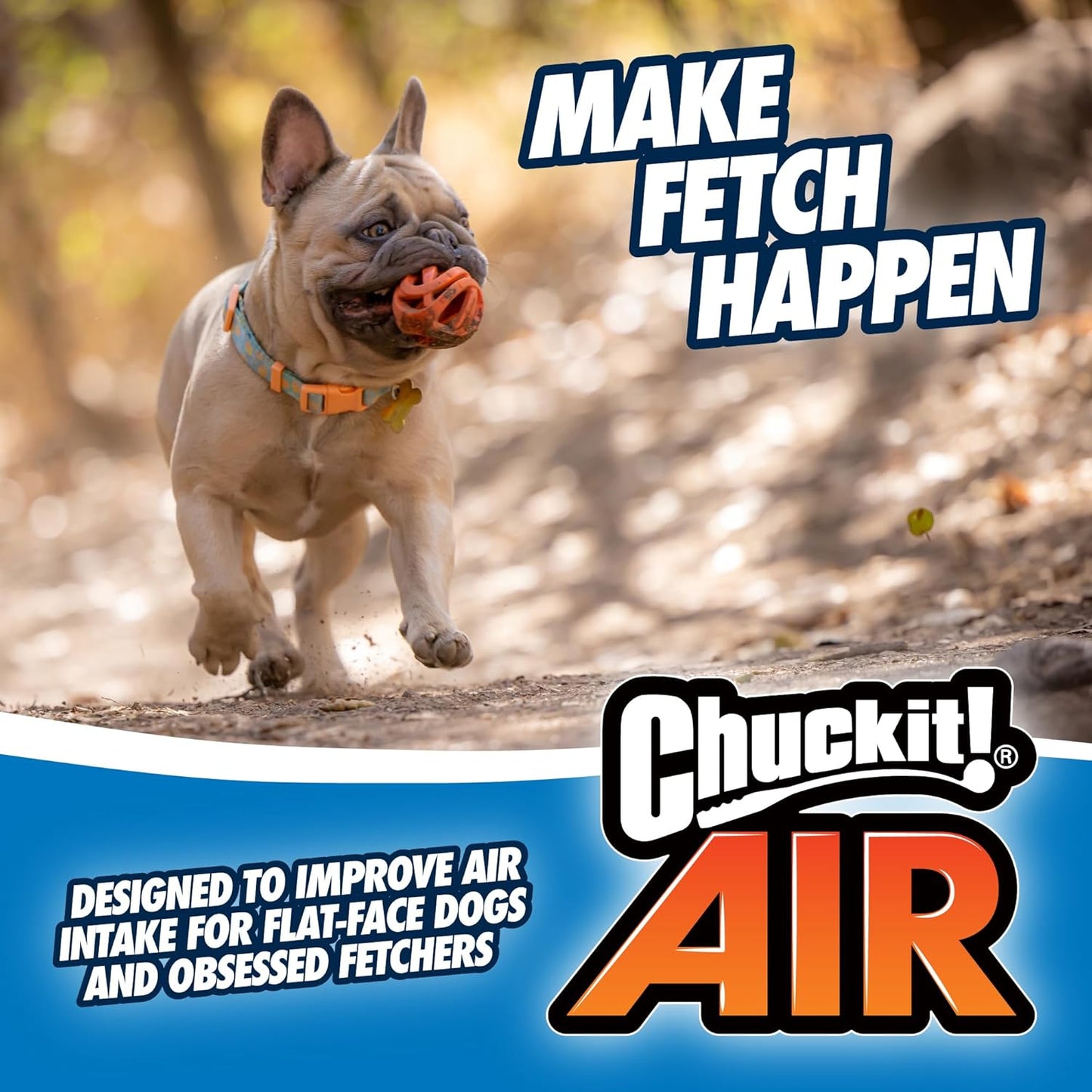Air Fetch Ball Dog Toy - Size Large - for Dogs 60-100 Lbs - Bouncy and Durable - Hollow Design - 3-Inch Diameter - Pack of 1