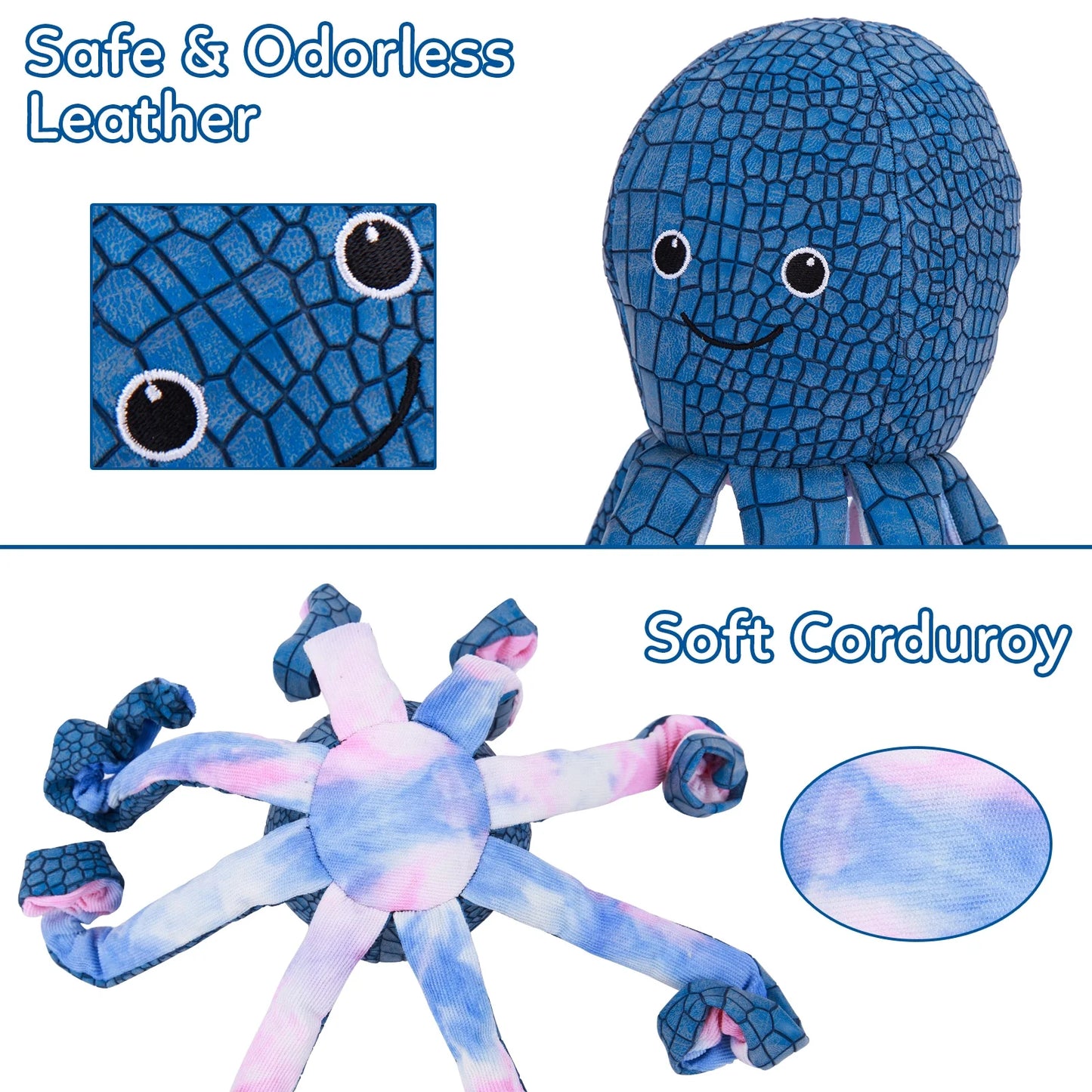 Octupus Squeaky Dog Toys, Blue Interactive Dog Toys, Funny Dog Toy, Tug of War Dog Toy for Dogs, Blue