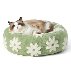 Lesure Donut Small Dog Bed - round Cat Beds for Indoor Cats Calming Pet Beds, Cute Modern Beds with Jacquard Shaggy Plush & anti Slip Bottom