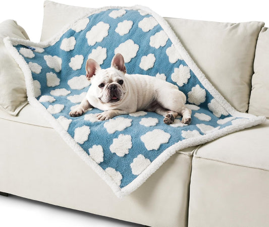 Waterproof Dog Blanket for Medium Dogs, 3D Textured Cloud (Blue)