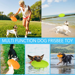 Dog Frisbees, 2Pcs 7 in Dog Flying Disc Saucer, Durable Dog Toys, Orange and Green