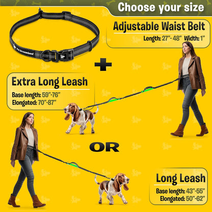 Exquisite Hands Free Dog Leash for Large Dogs | Dog Waist Leash | Dog Running Leash Hands Free | Bungee Dog Leash | Hands-Free Leash | Dog Belt Leash | around Waist Leash for Dog Walking