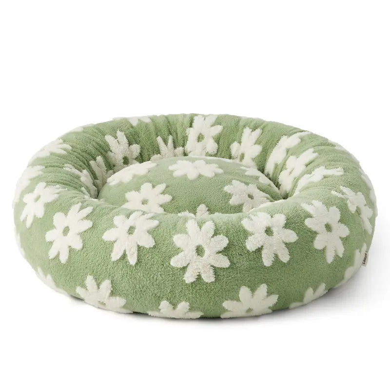 Lesure Donut Small Dog Bed - round Cat Beds for Indoor Cats Calming Pet Beds, Cute Modern Beds with Jacquard Shaggy Plush & anti Slip Bottom