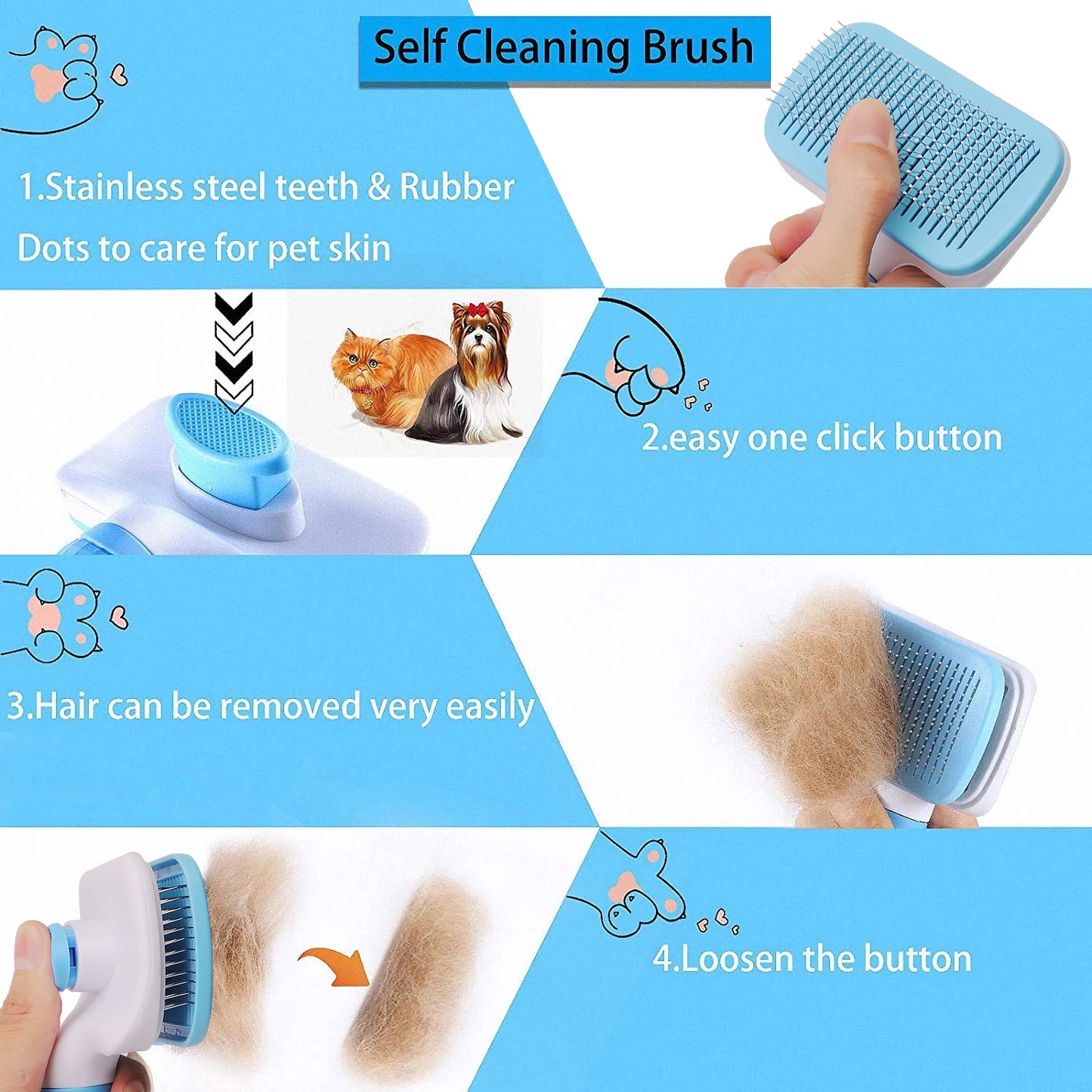 Dog Hair Remover Brush Cat Dog Hair Grooming and Care Comb for Long Hair Dog Pet Removes Hairs Cleaning Bath Brush Dog Supplies