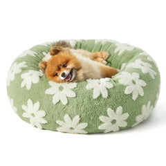 Lesure Donut Small Dog Bed - round Cat Beds for Indoor Cats Calming Pet Beds, Cute Modern Beds with Jacquard Shaggy Plush & anti Slip Bottom