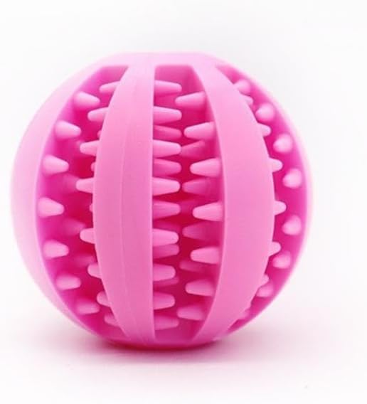 Dog Treat & Tooth Cleaning Toy Ball (Pink) 2.8"