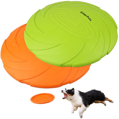 Dog Frisbees, 2Pcs 7 in Dog Flying Disc Saucer, Durable Dog Toys, Orange and Green