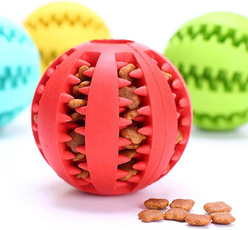 Dog Treat & Tooth Cleaning Toy Ball (Pink) 2.8"