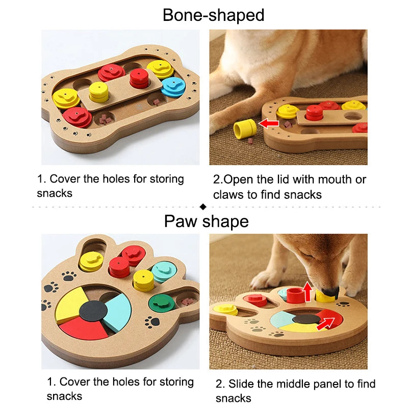 Multifunctional Pet Dog Puzzle Toy Wood Feeder Iq Training Dog Toys Education Slow Feeding Interactive Puzzle Dispenser Games