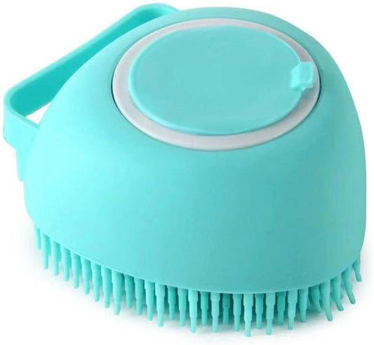 Bathroom Puppy Big Dog Cat Bath Massage Gloves Brush Soft Safety Silicone Pet Accessories for Dogs Cats Tools Mascotas Products Heart-Shaped Blue