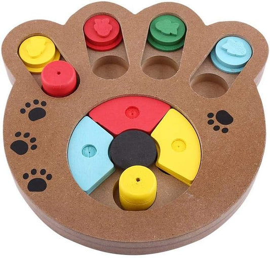 Wooden Dog Puzzle Toy Feeder (Paw Print Type)