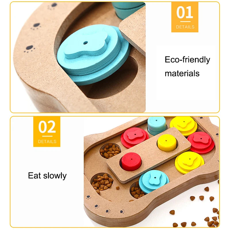 Multifunctional Pet Dog Puzzle Toy Wood Feeder Iq Training Dog Toys Education Slow Feeding Interactive Puzzle Dispenser Games