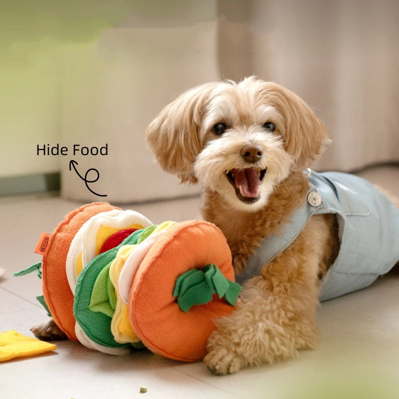 Dog Toys Dog Hide Food Burger Shaped Toy Encourage Training Puzzle Pet Slow Feeder Pet Sniffing Training Puzzle Toys