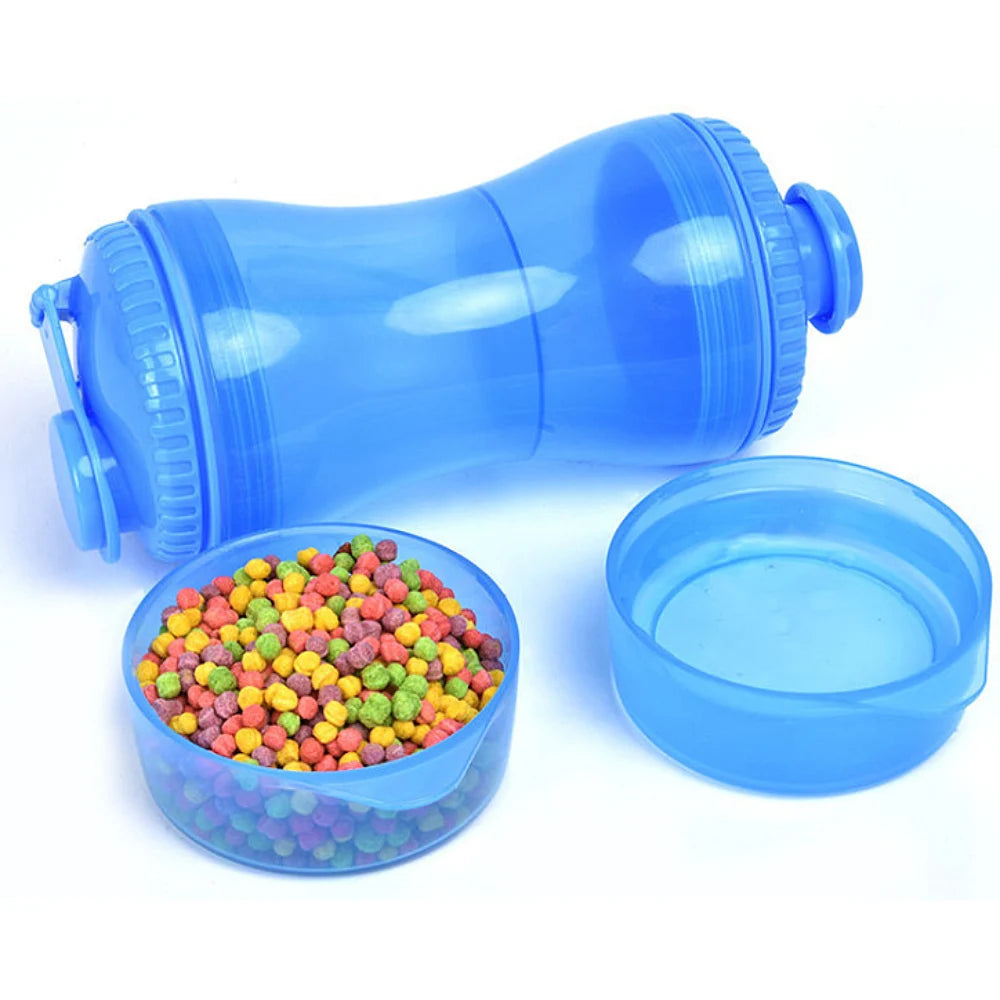 2-In-1 Pet Water Bottle for Dogs and Cats, Out Going Portable Food and Water Plastic Bottle, Outdoor Walking Food Storage Bottle