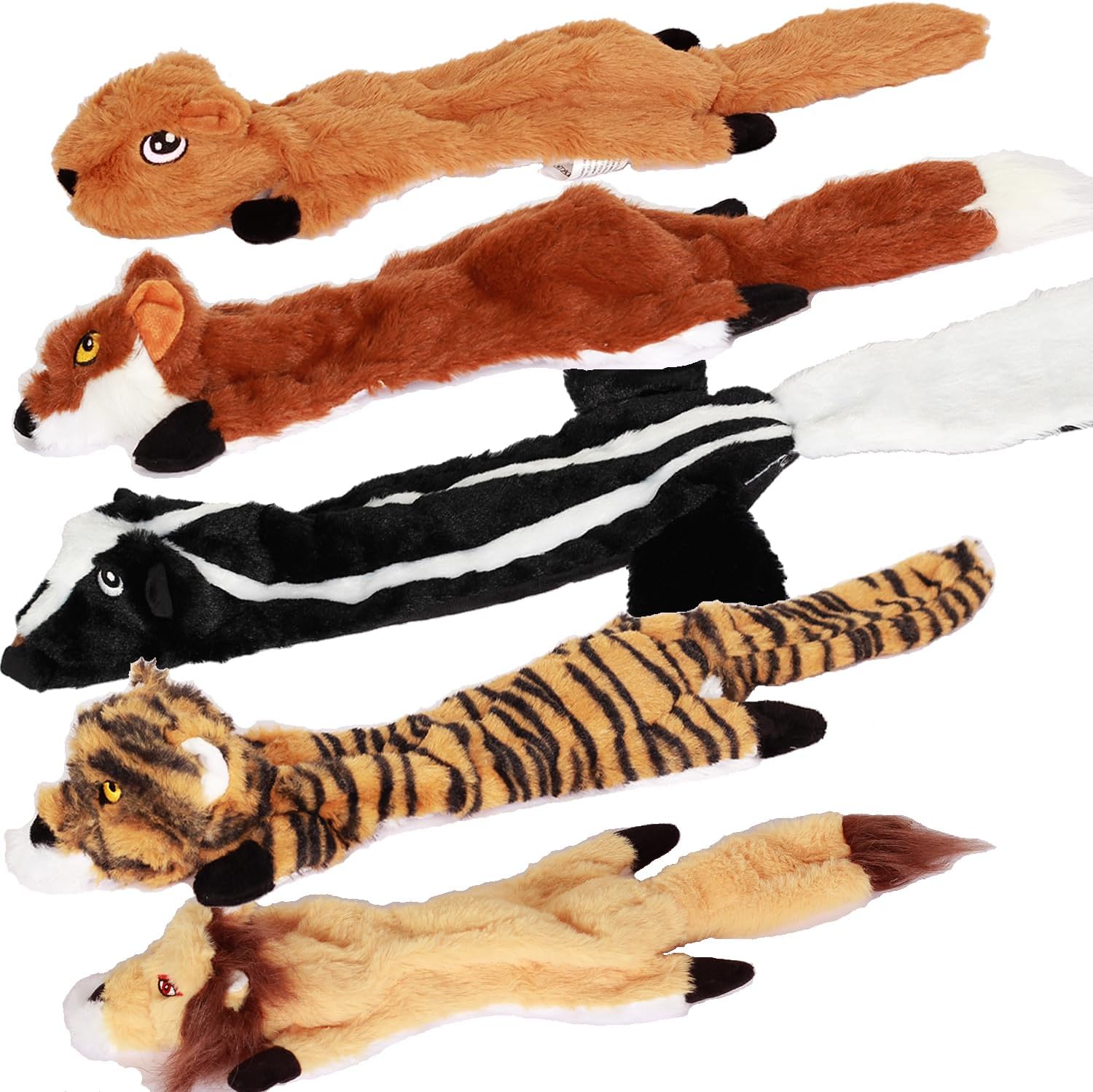 Dog Squeak Toys 5 Pack, No Stuffing Plush Dogs Chew Toys 